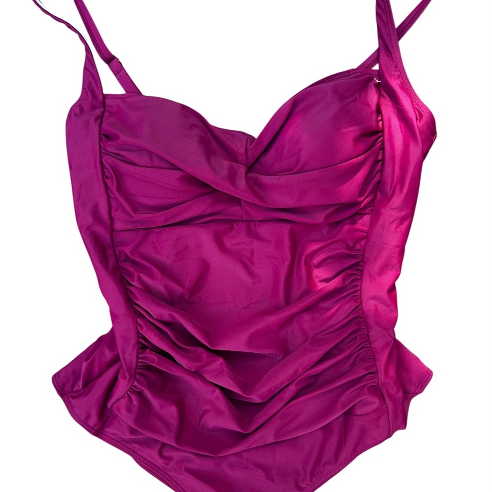 New Maroon Ruched One-Piece Swimsuit - Pool Time!
